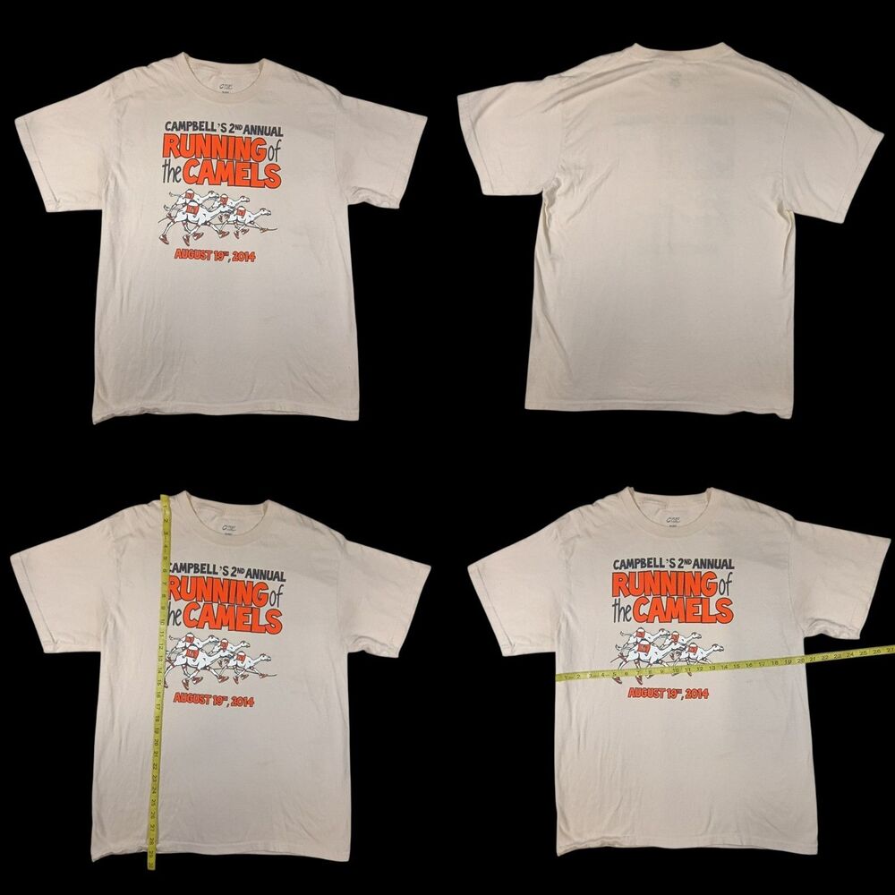 2014 Campbell’s College 2nd Running Of The Camels Cream T-shirt Sz L Campus core